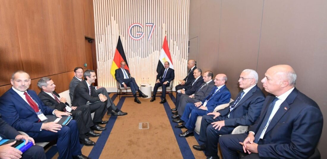 الرئيس السيسي يلتقي المستشار الألماني خلال اجتماعات قمة مجموعة الدول السبع